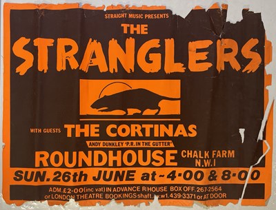 Lot 543 - STRANGLERS / CORTINAS - 1977 CONCERT POSTER.