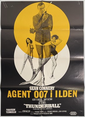 Lot 81 - JAMES BOND - THUNDERBALL (1965) - 1970S DANISH RELEASE ONE-SHEET.