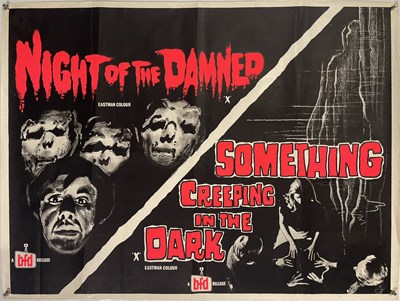 Lot 106 - NIGHT OF THE DAMNED / SOMETHING CREEPING IN THE DARK - 1971 DOUBLE BILL UK QUAD.