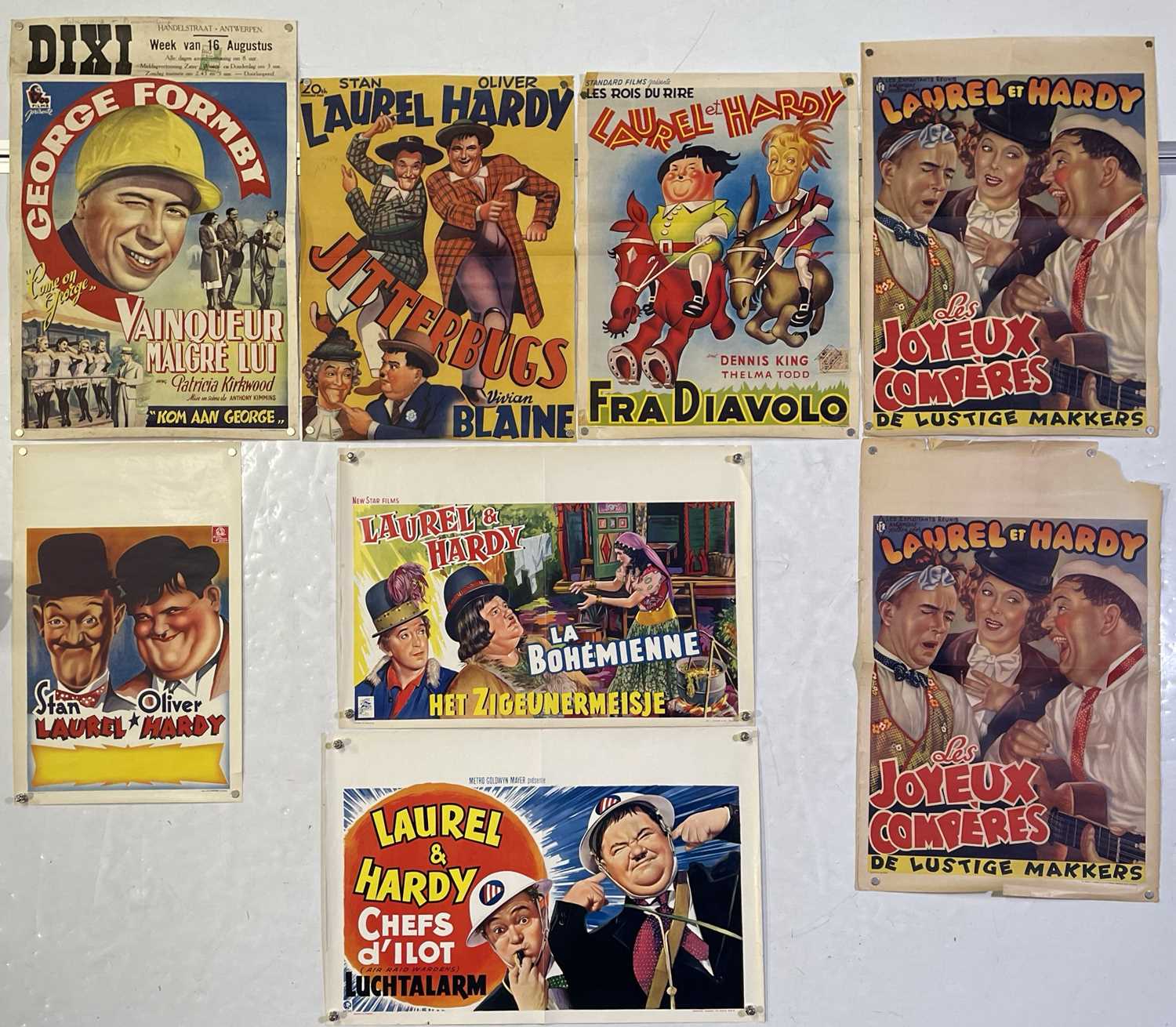 Lot 110 - LAUREL AND HARDY / GEORGE FORMBY - ORIGINAL BELGIAN FILM POSTERS.