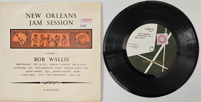 Lot 344 - BOB WALLIS - NEW ORLEANS JAM SESSION VOL 1 7" (DIXIELAND JAZZ FEAT GINGER BAKER - 77 EP/10)