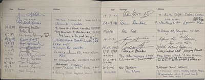 Lot 59 - MULTIPLE SIGNED VISITORS BOOK - INC QUENTIN TARANTINO / TERENCE STAMP AND MANY MORE.
