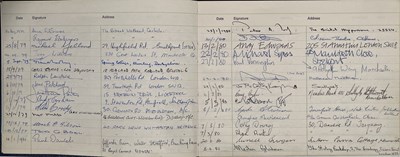 Lot 59 - MULTIPLE SIGNED VISITORS BOOK - INC QUENTIN TARANTINO / TERENCE STAMP AND MANY MORE.