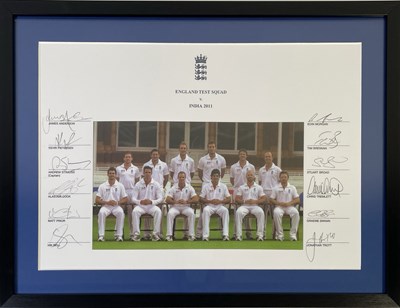 Lot 240 - CRICKET MEMORABILIA - SIGNED ENGLAND 2011 TEAM SHEET.