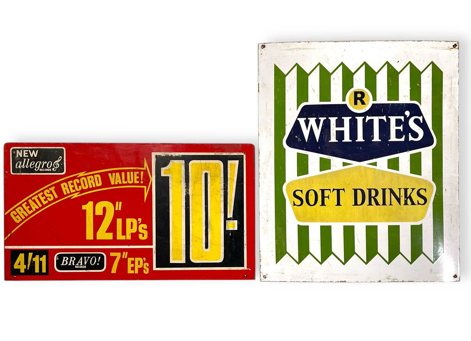 Lot 13 - VINTAGE ADVERTISING - SIGNS INC RECORD SHOP VINYL SALE SIGN.