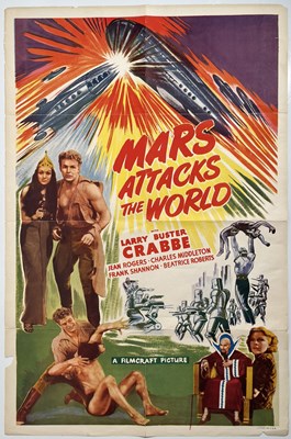 Lot 120 - SCI FI - MARS ATTACKS THE WORLD (1938) - 1950 RE-RELEASE ONE SHEET.