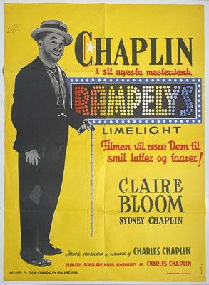 Lot 121 - CHARLIE CHAPLIN - 1953 NORWEGIAN POSTER FOR 'LIMELIGHT'.