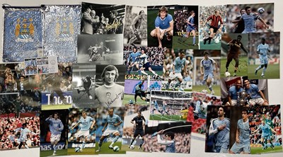 Lot 268 - FOOTBALL MEMORABILIA - MANCHESTER CITY - SIGNED PHOTOGRAPHS AND PENNANTS.