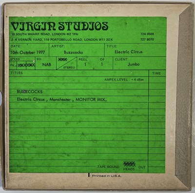 Lot 461 - PUNK INTEREST - BUZZCOCKS LIVE AT ELECTRIC CIRCUS, MANCHESTER, 1977 - TAPE REEL.