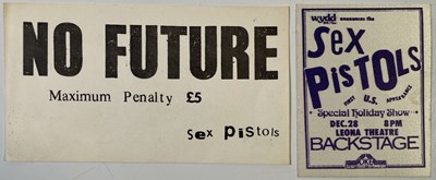 Lot 491 - THE SEX PISTOLS - NO FUTURE ORIGINAL STICKER - 1977 / LEONA THEATRE STAGE PASS.
