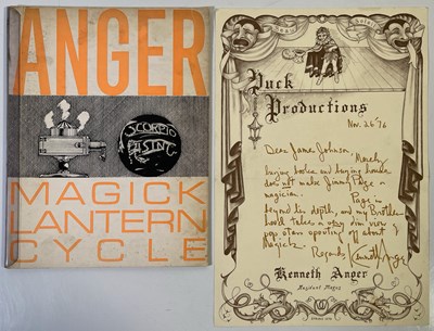 Lot 376 - FILM MEMORABILIA - ORGINAL BOOKLET FOR KENNETH ANGER - MAGICK LANTERN CYCLE AND WITH SIGNED LETTER.