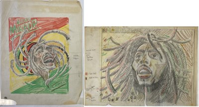 Lot 73 - BOB MARLEY RECORD MIRROR COVER ORIGINAL ARTWORK - BUSH HOLLYHEAD.