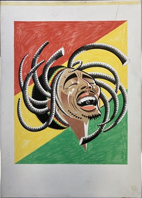 Lot 74 - BOB MARLEY RECORD MIRROR COVER ORIGINAL ARTWORK - BUSH HOLLYHEAD.