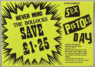 Lot 492 - THE SEX PISTOLS - ORIGINAL NOVEMBER 1977 'SEX PISTOLS DAY' VIRGIN RECORDS COUPON.