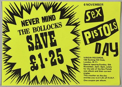 Lot 493 - THE SEX PISTOLS - ORIGINAL NOVEMBER 1977 'SEX PISTOLS DAY' VIRGIN RECORDS COUPON.