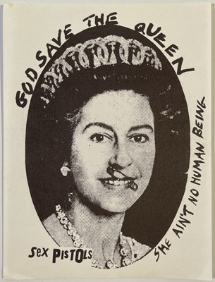 Lot 503 - THE SEX PISTOLS - ORIGINAL GOD SAVE THE QUEEN GUMMED STICKER.