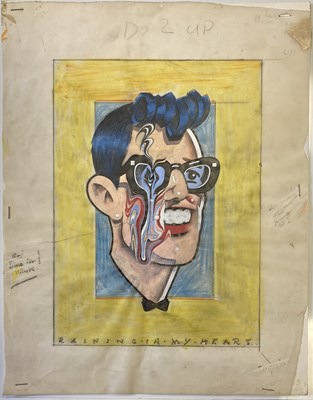 Lot 81 - BUSH HOLLYHEAD ORIGINAL ARTWORK - BUDDY HOLLY.