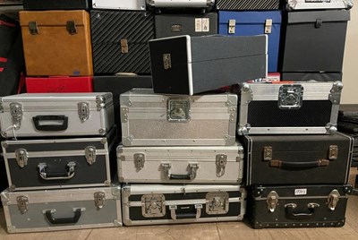 Lot 57 - METALLIC / CHROME RECORD CARRY CASES - ALL PROCEEDS TO CHARITY.