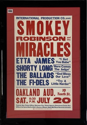 Lot 132 - SMOKEY ROBINSON / ETTA JAMES AND MORE - ORIGINAL C 1968 US CONCERT POSTER.