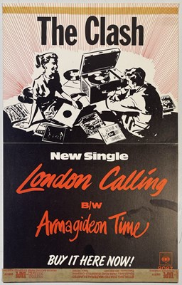 Lot 480 - PUNK MEMORABILIA - THE CLASH - ORIGINAL SHOP DISPLAY CARD FOR 'LONDON CALLING'.