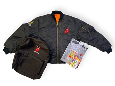 Lot 329 - THE ROLLING STONES - VOODOO LOUNGE MEMORABILIA INC BOMBER JACKET.