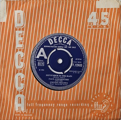 Lot 251 - PAUL AND RITCHIE AND THE CRYING SHAMES - SEPTEMBER IN THE RAIN 7" (DEMO - F.12483)