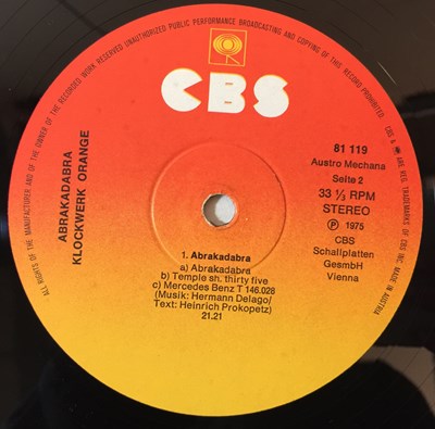 Lot 3 - KLOCKWERK ORANGE - ABRAKADABRA LP (ORIGINAL AUSTRIAN PRESSING - CBS S 81 119)
