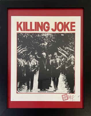 Lot 119 - KILLING JOKE - MIKE COLES SIGNED 'MALICIOUS DAMAGE' PRINT.