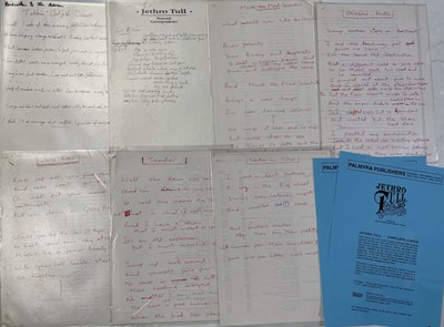 Lot 52 - JETHRO TULL - COLLECTION OF HANDWRITTEN LYRICS FOR USE IN PROGRAMMES.
