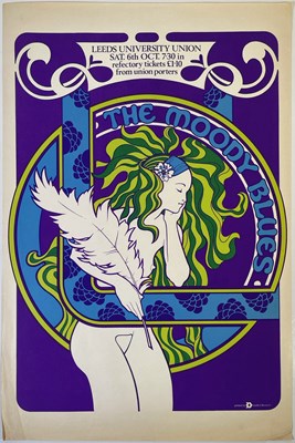Lot 417 - THE MOODY BLUES - SUPERB ORIGINAL 1973 LEEDS UNIVERSITY CONCERT POSTER.