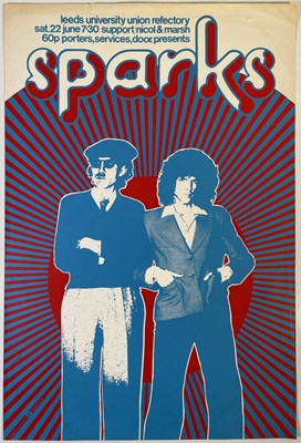 Lot 422 - SPARKS - ORIGINAL 1974 LEEDS CONCERT POSTER.