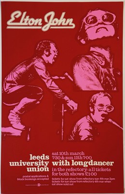 Lot 423 - ELTON JOHN - ORIGINAL 1973 LEEDS CONCERT POSTER.