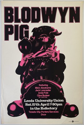 Lot 424 - BLODWYN PIG - ORIGINAL 1974 LEEDS CONCERT POSTER.