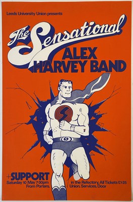 Lot 427 - SENSATIONAL ALEX HARVEY BAND - ORIGINAL 1975 LEEDS CONCERT POSTER.