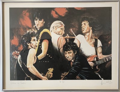 Lot 492 - RONNIE WOOD SIGNED ARTIST PROOF PRINT - STONES IN SEPIA.