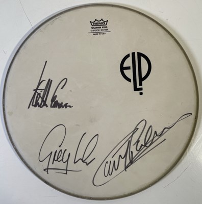 Lot 443 - EMERSON, LAKE AND PALMER - A SIGNED DRUMSKIN.