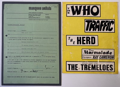 Lot 235 - TRAFFIC - ORIGINAL SIGNED MARQUEE CLUB CONTRACT AND FULLY SIGNED PROGRAMME.