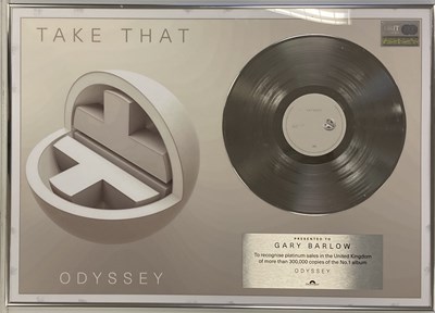 Lot 274 - GARY BARLOW PLATINUM DISC.