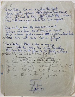 Lot 224 - THE BEATLES INTEREST - MAL EVANS HANDWRITTEN LYRICS / LETTERS.