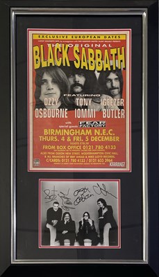 Lot 445 - BLACK SABBATH -ORIGINAL LINEUP FULLY SIGNED AND FRAMED DISPLAY.