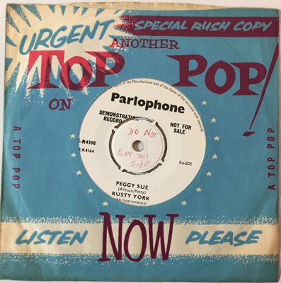 Lot 35 - RUSTY YORK - PEGGY SUE C/W SHAKE 'EM UP BABY 7''(ORIGINAL UK DEMO - PARLOPHONE 45-R4398)