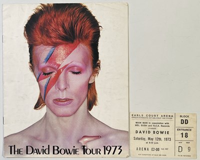 Lot 376 - DAVID BOWIE - 1973 TOUR PROGRAMME AND EARL'S COURT TICKET.