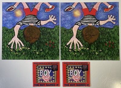 Lot 246 - ELVIS COSTELLO - SIGNED ALBUM INSERTS AND CDS.