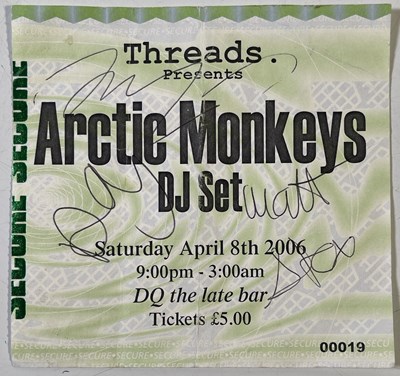 Lot 274 - ARCTIC MONKEYS - FULLY SIGNED 2006 TICKET STUB.