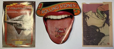 Lot 148 - ROLLING STONES POSTERS INC WARHOL - LOVE YOU LIVE NEWSPAPER PRINT POSTER.