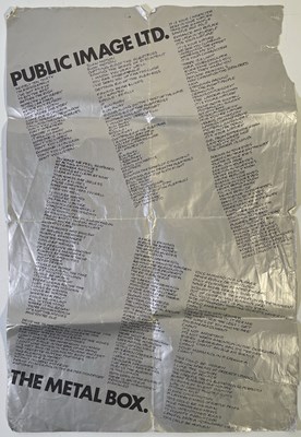 Lot 479 - PUBLIC IMAGE LIMITED / PIL - ORIGINAL METAL BOX PROMOTIONAL POSTER.