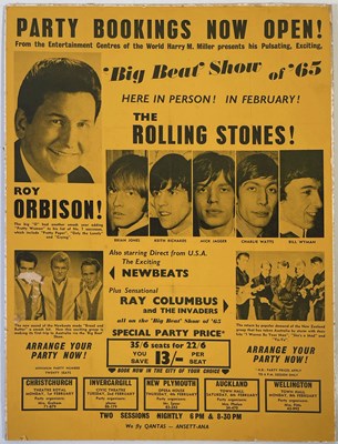 Lot 475 - THE ROLLING STONES - AN ORIGINAL 1965 NEW ZEALAND TOUR POSTER.