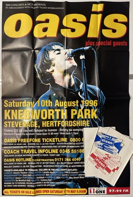 Lot 399 - OASIS - FOUR KNEBWORTH BILLBOARD POSTERS / STICKERS.