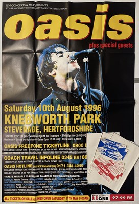 Lot 400 - OASIS - FOUR KNEBWORTH BILLBOARD POSTERS / STICKERS.