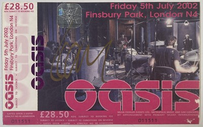 Lot 402 - OASIS - LIAM GALLAGHER SIGNED TICKET.